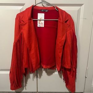 Red Fringe Jacket. Never worn, tags still on